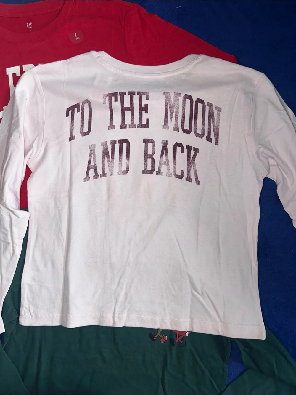 Gap Girls Size Large L Lot of 3 Long Sleeve T-Shirts Love Holiday Red Green Pink